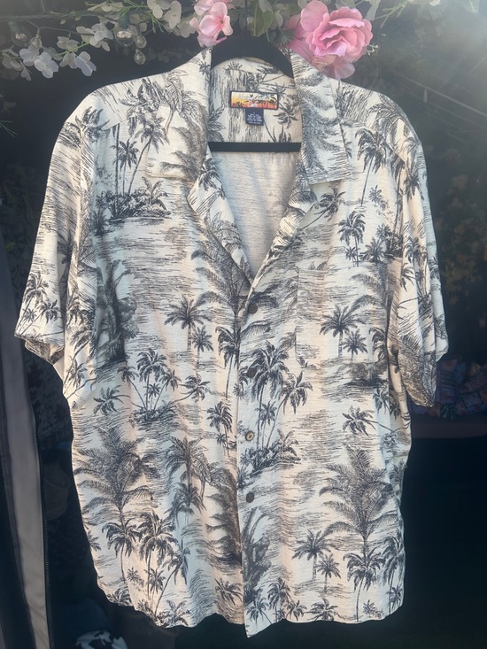 Other - Tropical Print Short-Sleeve Shirt - Cream/Black